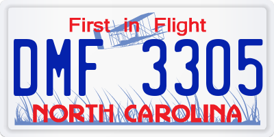 NC license plate DMF3305