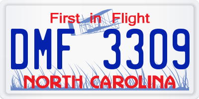 NC license plate DMF3309