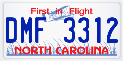 NC license plate DMF3312