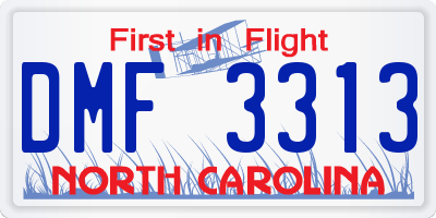 NC license plate DMF3313