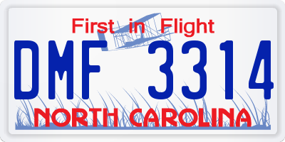 NC license plate DMF3314