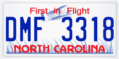 NC license plate DMF3318