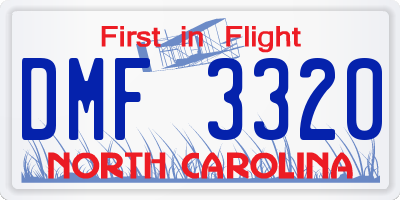 NC license plate DMF3320