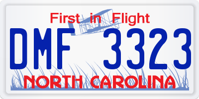 NC license plate DMF3323