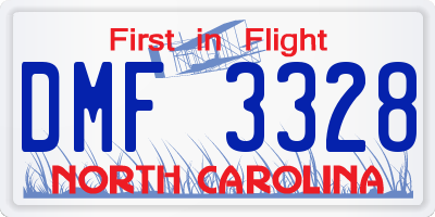 NC license plate DMF3328