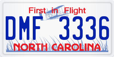 NC license plate DMF3336
