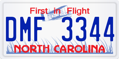 NC license plate DMF3344
