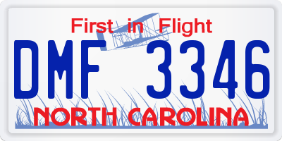 NC license plate DMF3346