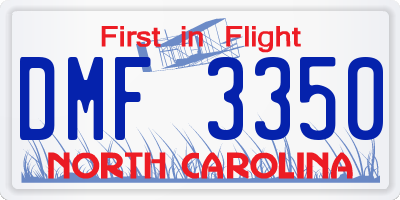 NC license plate DMF3350
