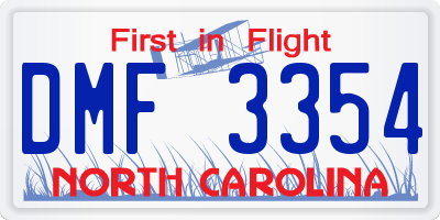 NC license plate DMF3354
