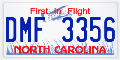 NC license plate DMF3356