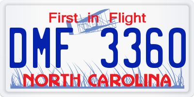 NC license plate DMF3360