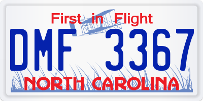 NC license plate DMF3367