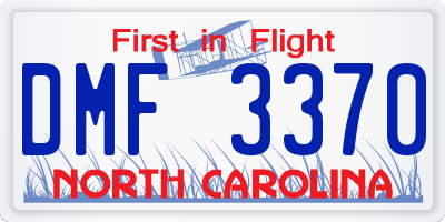 NC license plate DMF3370