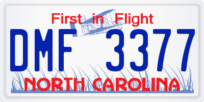 NC license plate DMF3377