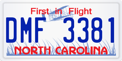NC license plate DMF3381