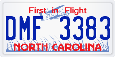 NC license plate DMF3383