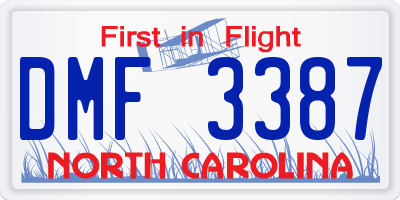 NC license plate DMF3387