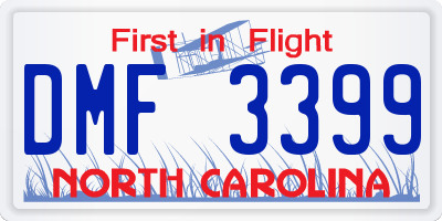NC license plate DMF3399