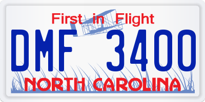 NC license plate DMF3400