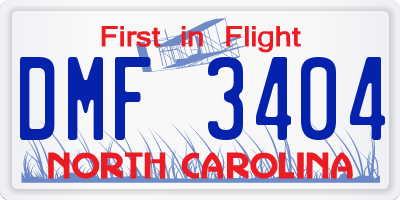 NC license plate DMF3404