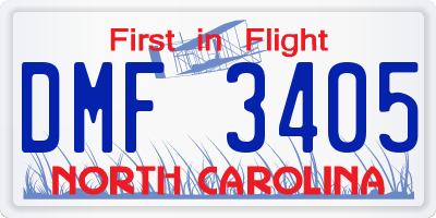 NC license plate DMF3405
