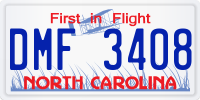 NC license plate DMF3408