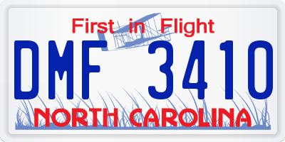 NC license plate DMF3410