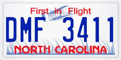 NC license plate DMF3411