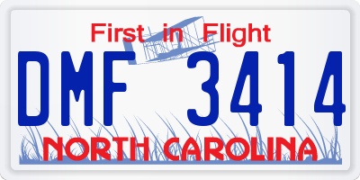 NC license plate DMF3414