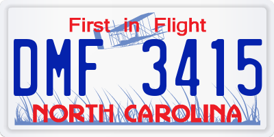 NC license plate DMF3415