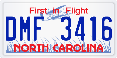 NC license plate DMF3416
