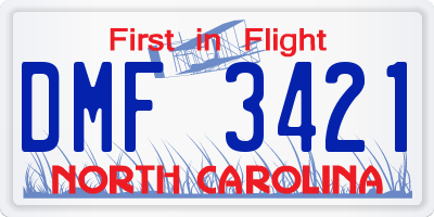 NC license plate DMF3421