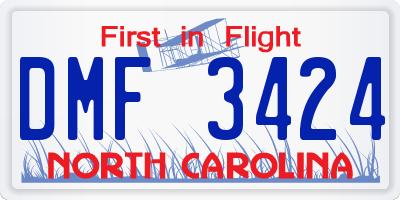 NC license plate DMF3424
