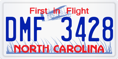 NC license plate DMF3428