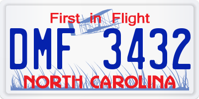 NC license plate DMF3432