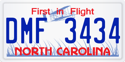 NC license plate DMF3434
