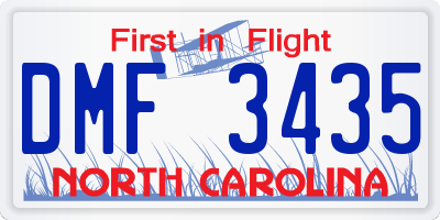 NC license plate DMF3435