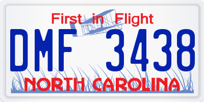 NC license plate DMF3438