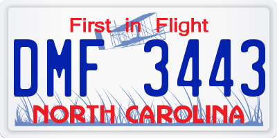 NC license plate DMF3443