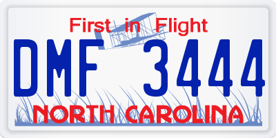 NC license plate DMF3444