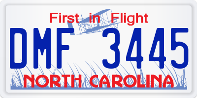 NC license plate DMF3445