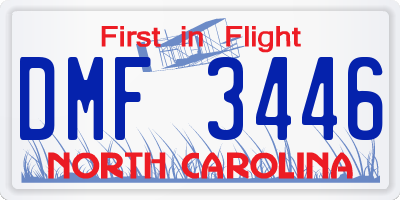 NC license plate DMF3446