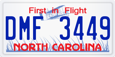 NC license plate DMF3449