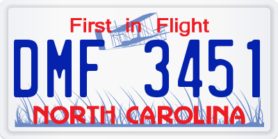 NC license plate DMF3451