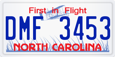 NC license plate DMF3453