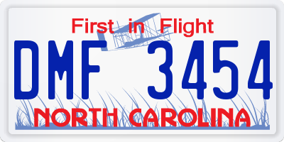 NC license plate DMF3454