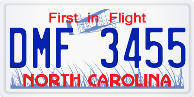 NC license plate DMF3455