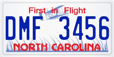 NC license plate DMF3456