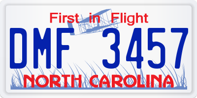 NC license plate DMF3457